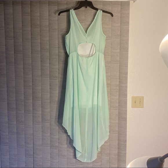 Mint Chiffon High Low Dress - Picture 2 of 6